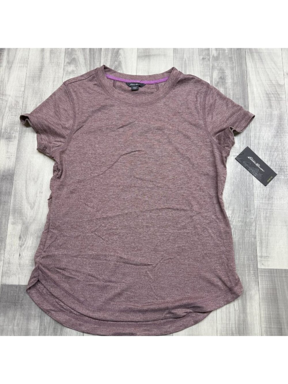 ✅Womens S Eddie Bauer Easy Shield Heather River Tee T-Shirt W/Zipped Pocket